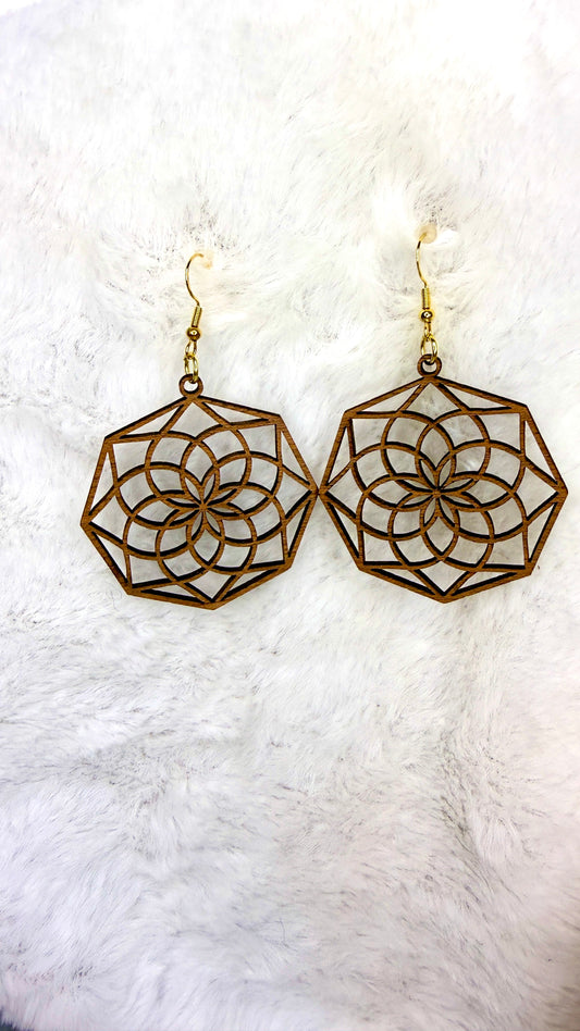 Boucles d’oreilles en bois "Rosace"
