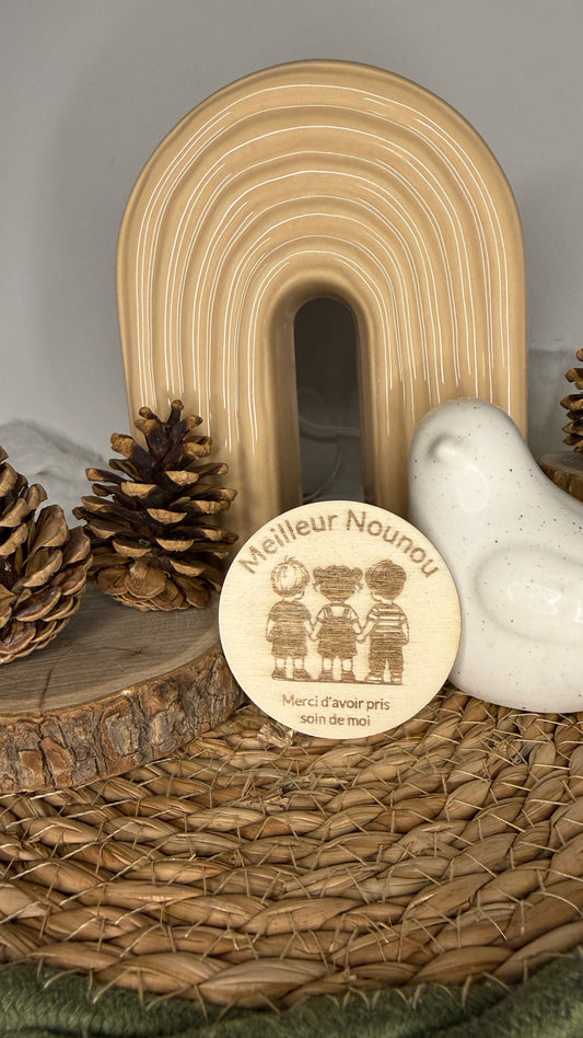 Magnet en bois – Remerciement pour nounou, Atsen et Maîtresse