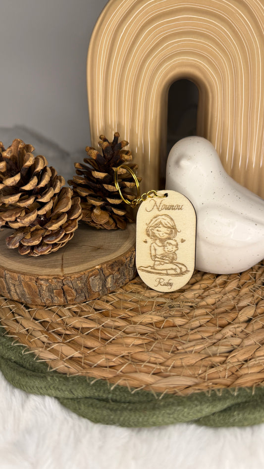 Porte-clés en bois – Cadeau pour maîtresse ou nounou