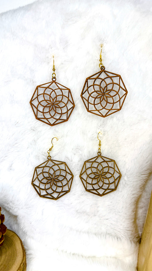 Boucles d’oreilles en bois "Rosace"