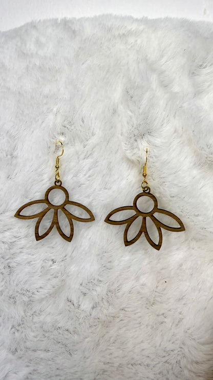 Boucles d’oreilles en bois "Pâquerette"