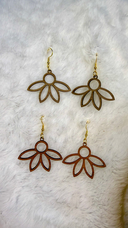 Boucles d’oreilles en bois "Pâquerette"