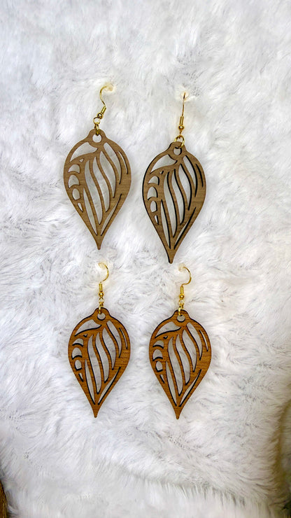 Boucles d’oreilles en bois "Feuille"