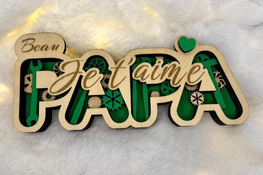 Décoration en bois – “Je t’aime Beau Papa”