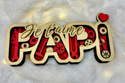Décoration en bois – “Je t’aime papi”