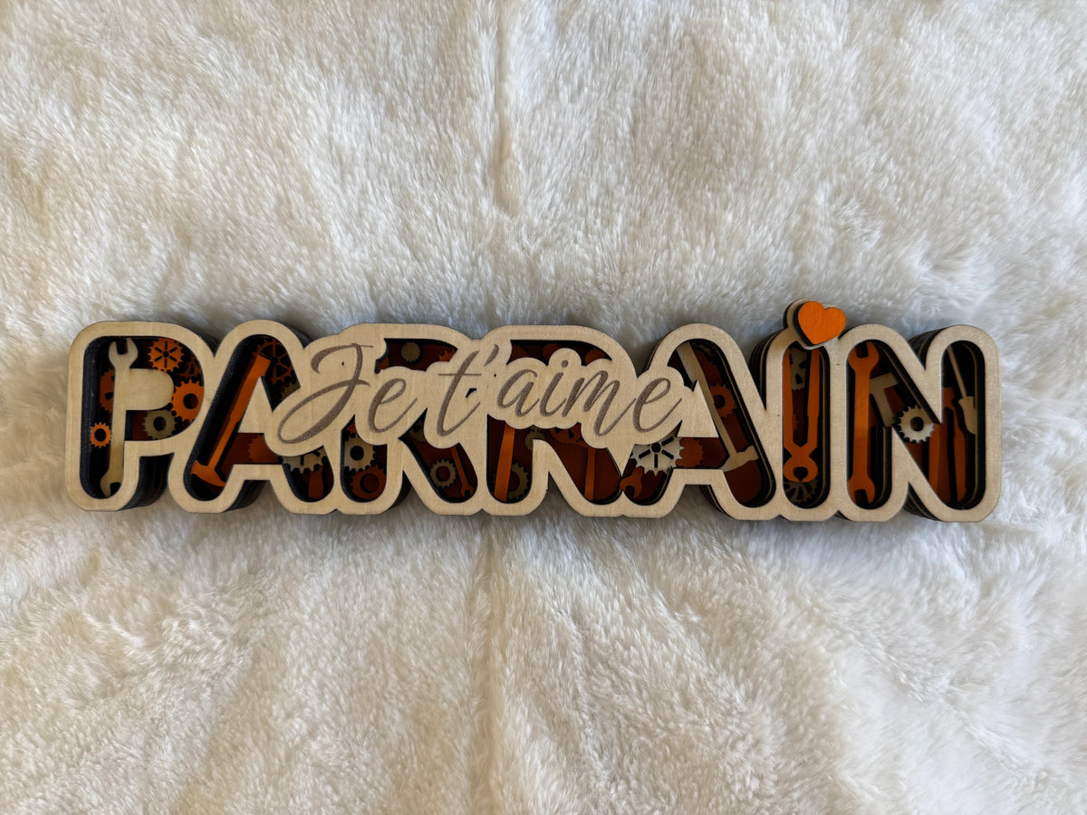 Décoration à poser " Parrain je t'aime"