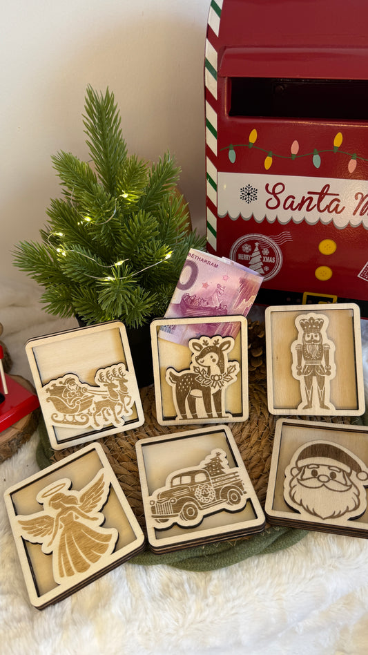 Carte en bois porte-argent – Collection Noël