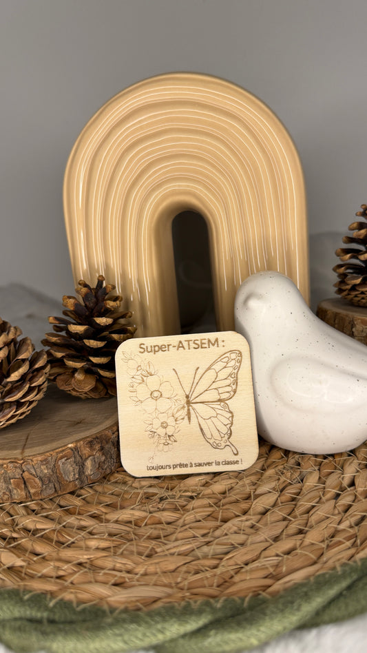 Magnet en bois – Remerciement pour nounou, Atsen et Maîtresse